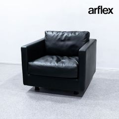 【中古品】arflex アルフレックス QUADRA クアドラ 1人掛け ソファ レザー ブラック【7】