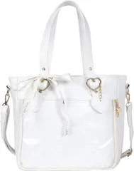 HARGIO 痛バッグ 2WAY トートバッグ ハンドバッグ ショルダーバッグ 可愛い クロコ柄(ホワイト,  Free Size)