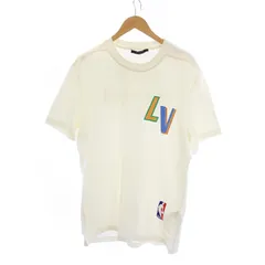 21AW ルイヴィトン　NBA 半袖シャツ　レザーパッチ　ホワイト　バスケ　S Louis Vuitton White NBA Basketball Short-Sleeved Shirt