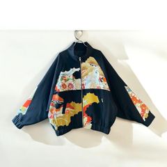 着物 トラックジャケット 黒留袖 メンズ レディース 黒 ブラック リメイク remake 久喜倉庫店 HK0029