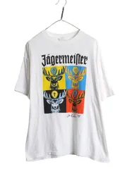 【お得なクーポン配布中!】 90s 企業 イラスト アート プリント Tシャツ メンズ XL / オールド グラフィック 企業物 シングルステッチ 大きいサイズ ホワイト ゆったり