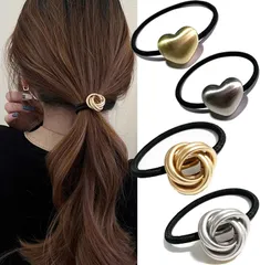 大人，BetterJonny ヘアゴム ヘアゴム 黒 ヘアゴム おしゃれ ヘアゴム かわいい おしゃれ 飾りつきヘアゴム シンプル 輪ゴム 髪飾り 髪ゴム 本セット ヘアアクセサリー 韓国風 簡約 上品 小物 4 お団子 金属 ハート ヘアゴム ビジュー