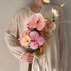 ブートニア付♡ウェディングブーケ／ピンク