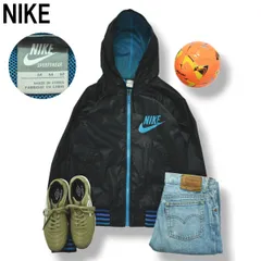 ナイキ NIKE フーデット ナイロン ジャケット ジップ パーカー ラグランスリーブ スウッシュ ロゴ プリント 裏地 メッシュ M ブラック x ライトブルー スポーツ メンズ