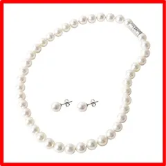 【送料無料 】DisplayLength: 38.0 センチメートル Style: ホワイト/ピアスセット パールネックレス 【 日本製 花珠貝パール 】 マグ