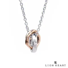 ライオンハート ウェーブ ダブルリング ネックレス サージカルステンレス クリアジルコニア ピンク メンズ ブランド LION HEART