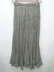◇ mysty woman ミスティウーマン 幾何学模様 ロング マーメイド スカート サイズF ブラック ベージュ レディース P  【1407260018100】