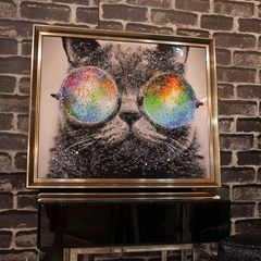 手書き油絵 ゴーグルドッグ 額付 肉筆絵画 インテリア 油彩画 - メルカリ