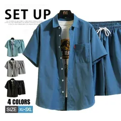 上下セット 夏 メンズ セットアップ ジャージ上下 半袖シャツ ショートパンツ カジュアル 無地 薄手 夏服 ゆったり 部屋着 ルームウェア カジュアル 通勤 ビッグシルエット 五分袖シャツ ハーフパンツ 夏 メンズファッション tsubax28