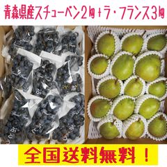 青森県産　洋梨ラ・フランス　 9-15玉　3ｋｇ　＋ぶどう　スチューベン優品２ｋｇ　 　お得セット　送料無料