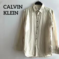 calvin kleinアイボリー長袖シャツ無地シンプル高級感襟M