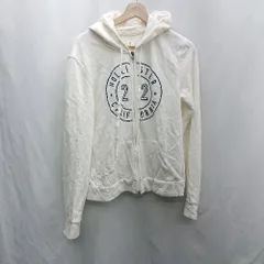 ◇ ⊇ HOLLISTER ホリスター ロゴプリント 長袖 パーカー サイズM ホワイト系 レディース E  【1501160031884】