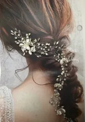 高品質♡ フラワー リーフ ビジュー 小枝 シルバー ヘッドドレス 新品送料無料