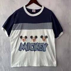 90s Disney Wear Mickey リンガーTシャツ 紺白　ディズニー ミッキーマウス