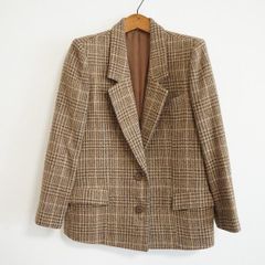 ブラウン系チェック ダブルブレストジャケット - メルカリ