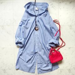 【Spick and Span スピックアンドスパン】長袖シャツ Fサイズ ブルー  ストライプ チュニックシャツ