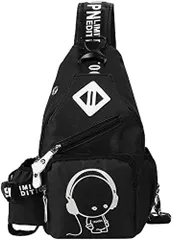 Edenショップ onecolor leaf ボディバッグ メンズ ワンショルダー レディース キッズ シンプル おしゃれ 斜め掛け 防水 多機能 リュック ランニング 旅行 登山(ブラック)