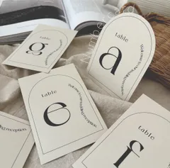 テーブルナンバー｜アーチ wave 10枚セット 結婚式 披露宴 受付サイン 芳名帳 席次表 つぶつぶ 淡色 テラゾー