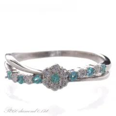 指輪 レディース パライバトルマリン リング プラチナ ダイヤモンド Pt950 フラワー 刻印入り 鑑別書付き 日本製【アクセサリーマート/メルカリShops店】