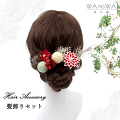 髪飾り 髪飾りセット 剣つまみ つまみ細工 ドライフラワー 赤 白 緑 成人式 振袖 卒業式 袴 七五三 WA-K-4