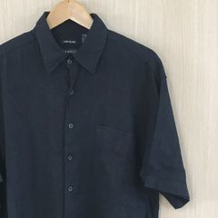BARACUTA シルク 無地 ブラック 黒 オープンカラー 開襟 半袖 シャツ