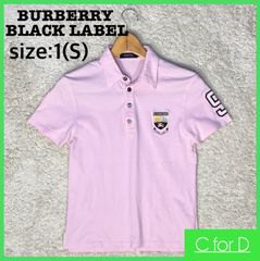 ★BURBERRY BLACK LABEL★1(Sサイズ相当) 半袖 ポロシャツ バーバリーブラックレーベル メンズ ピンク ワッペン トップス Tシャツ