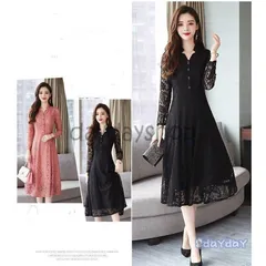 ワンピース レディース きれいめ フォーマルワンピース 結婚式 ワンピース ドレス レースワンピース 長袖 Aラインワンピース パーティードレス 上品