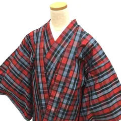 希少 京やG089 正絹 本場泥大島紬着物 アンサンブル 着物+羽織セット トールサイズ 身丈170cm 格子文様 チェック 黒 赤 水色 本場泥草木染 袷仕立て 仕立て上がり 未使用 新古品