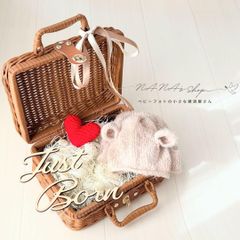 くま×バスケットセット♪ニューボーンフォト撮影小道具 赤ちゃん　出産祝い　ギフト