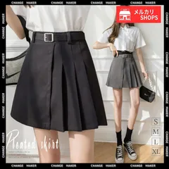 【送料無料】ボックス プリーツスカート レディース ハイウエスト Aライン ミニスカート 着やせ ショート丈 台形スカート インナーパンツ付き 無地 ミニスカ 春 美脚 ボトムス おしゃれ ベルト付き ブラック グレー 新品 未使用 CH1YUJIAN-004