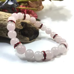 パワーストーン ブレスレット ローズクォーツ 天然石ブレス (レッド) 8mm レディース  ●
