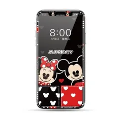iPhone 11 / iPhone XR 強化 ガラスフィルム 液晶 保護 フィルム ディズニー ミッキー＆ミニー 硬度9H 飛散防止 全面保護 ラウンドエッジ加工 キャラクター 3D フィルム