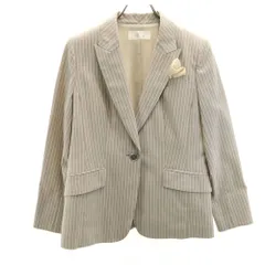 マギー 日本製 ストライプ柄 ロロピアーナ生地 テーラードジャケット 42 グレー MAGGY ブレザー Loro Piana レディース