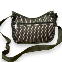 極美品　LESPORTSAC レスポートサック　ショルダーバッグ　バッグ　鞄　ドット　水玉　カーキ×ピンク　レディース