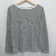 ◇ Spick & Span スピック＆スパン ストライプ柄 長袖 Tシャツ サイズF ホワイト ブラック レディース E  【1407020002851】
