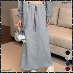 スウェットロングスカート バックスリット 薄手スカート レディース ウエストゴム ストレートスカート ハイウエスト ポケット付き 体型カバー 動きやすいボトムス 着やせ スカート黒 通勤通学ボトムス 楽ちんスカート無地