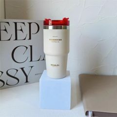 新品 ストロー付き スターバックス スタンレー タンブラー 591ml アイボリー レッド