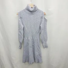 ◇ ⊇ Cheek チーク タートルネック ニット 長袖 ひざ丈 ワンピース サイズM ブルーグレー レディース E  【1503060002049】