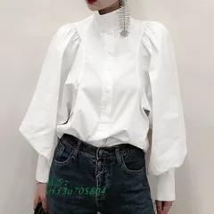 パフスリーブ ゴージャスブラウス ボリュームブラウス 長袖 スタンド大きいサイズ有り S~３Lクリックポストで発送可 女子会 ミセス  vii3u705804