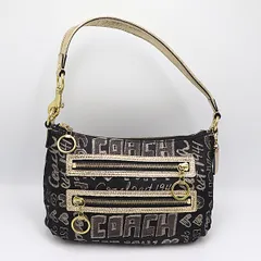 良品 コーチ ハンドバッグ トートバッグ ポーチ ブラックゴールドカラー 2000000 NSK IGR