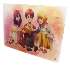 【中古】アクリルスタンド・アクリルパネル エレン＆ミカサ＆アルミン ～壁の外の世界～ アクリルボード 「一番くじ 進撃の巨人～地鳴らし～」 D賞 