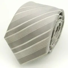 レミュー ブランド ネクタイ シルク ストライプ柄 メンズ グレー LES MUES  【中古】