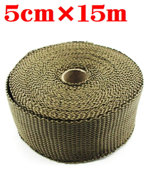 マフラーサーモバンテージ 50mmｘ15m 5cm 耐熱・断熱テープ 玄武岩繊維 耐熱温度 1200度 チタンカラー