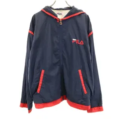 FILA フィラ 90s オールド ナイロンジャケット 3XL ネイビー ビッグサイズ メンズ 古着
