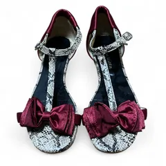 ORiental TRaffic フラット サンダル スネーク柄 ワインレッド リボン サイズM オリエンタルトラフィック