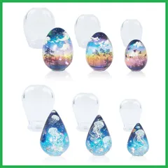 たまご型 シリコンモールド 6枚セット 卵型 エポキシ樹脂 UVレジン ソフトモールド DIY 手芸 しずく 雫 ピアス 宝石 たまご 楕円 水滴 球体 ネックレス ペンダント キーホルダー レジンアクセサリー パーツ 作成 抜き型 (G)