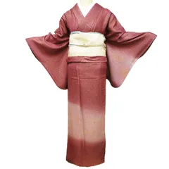 平和屋着物○上質な色無地 紅彩草木染 舞花地紋 蘇芳香色