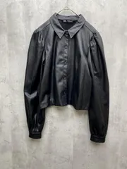 ZARA ザラ フェイクレザー パフスリーブ シャツ ジャケット sizeM/黒 ■◇レディース