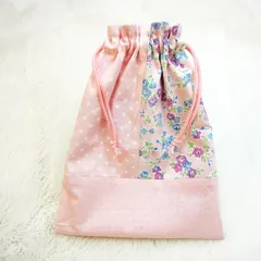 給食袋 巾着 コップ袋 小物入 歯ブラシ袋 女の子 小花柄 ピンク