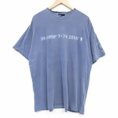 XL/古着 半袖 Tシャツ メンズ 39.6398 大きいサイズ コットン クルーネック 薄紺 ネイビー 25aug20 中古